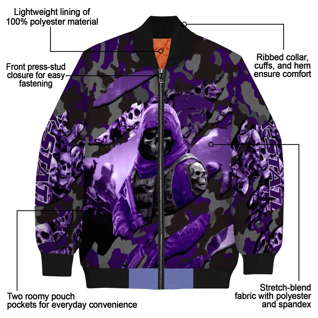 custom kansas state wildcats skull horde purple bomber jacket new arrival custom kansas state wildcats skull horde purple bomber jacket new arrival