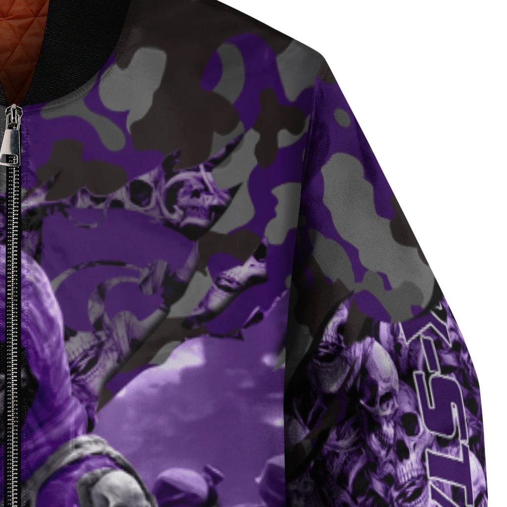 custom kansas state wildcats skull horde purple bomber jacket premium grade custom kansas state wildcats skull horde purple bomber jacket premium grade