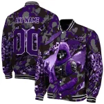 custom kansas state wildcats skull horde purple varsity jacket best selling