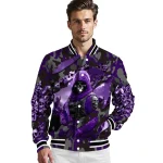 custom kansas state wildcats skull horde purple varsity jacket best selling