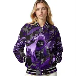 custom kansas state wildcats skull horde purple varsity jacket best selling