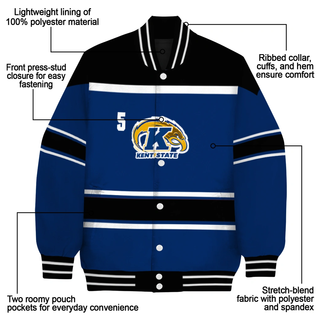 custom kent state golden flashes stripe statement navy blue black varsity jacket new arrival custom kent state golden flashes stripe statement navy blue black varsity jacket new arrival