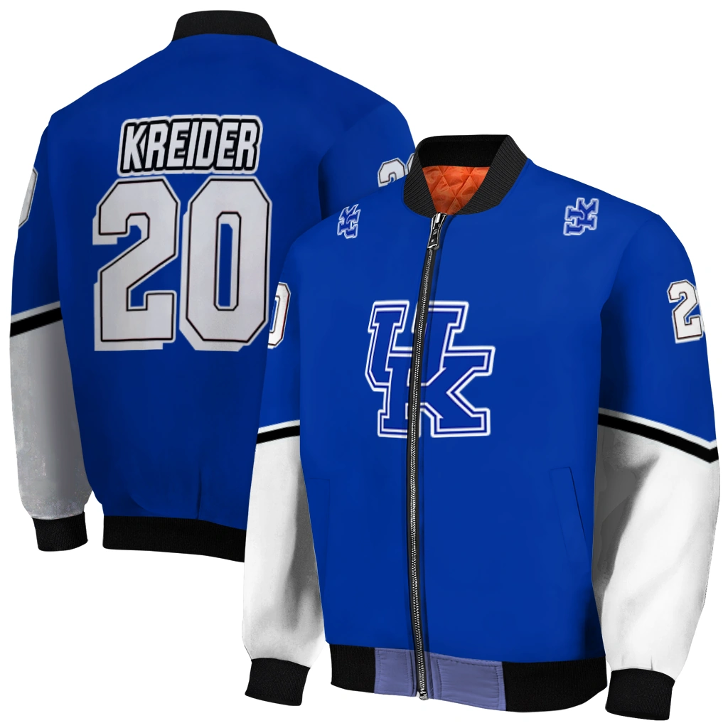 custom kentucky wildcats chevron style blue bomber jacket best selling custom kentucky wildcats chevron style blue bomber jacket best selling