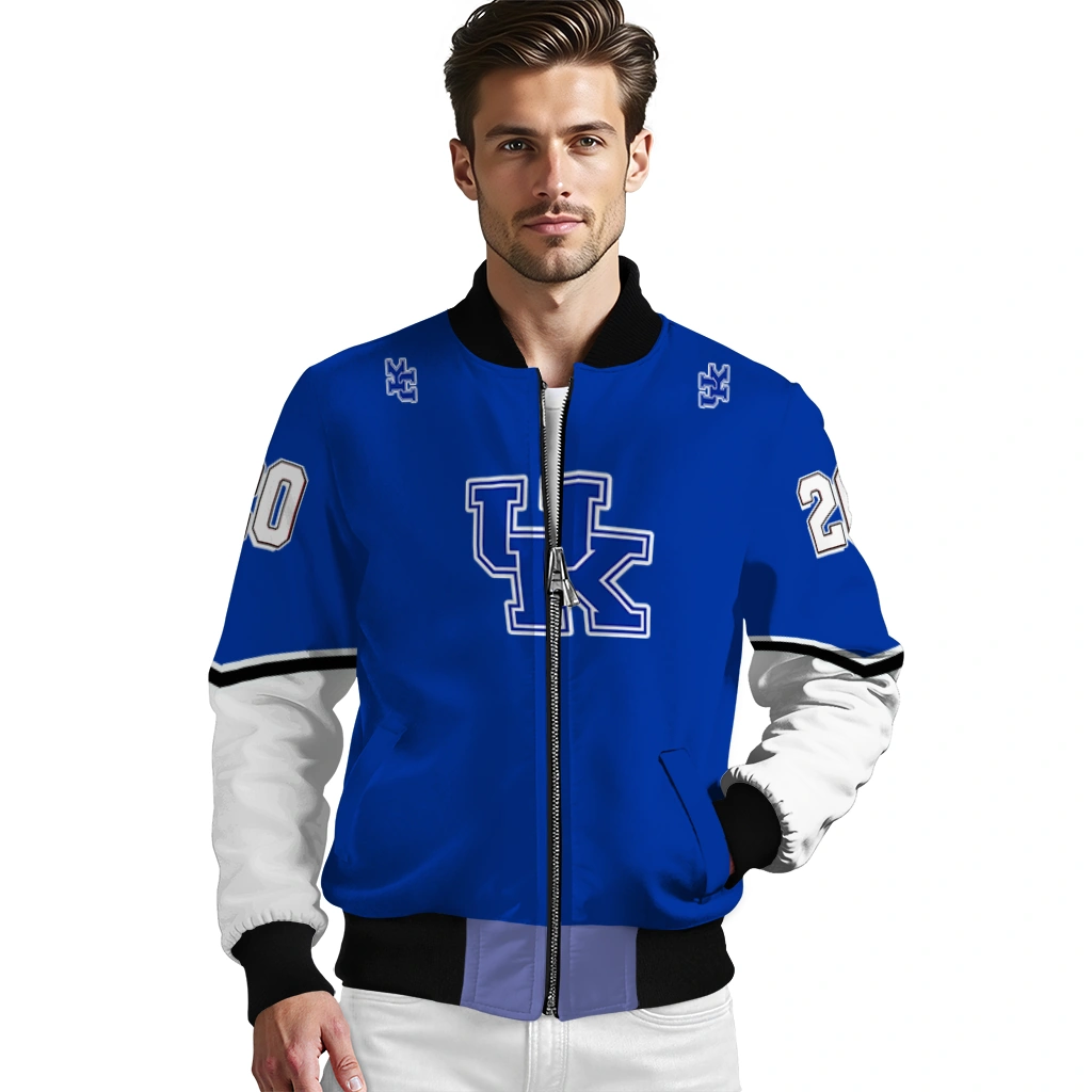 custom kentucky wildcats chevron style blue bomber jacket high quality custom kentucky wildcats chevron style blue bomber jacket high quality