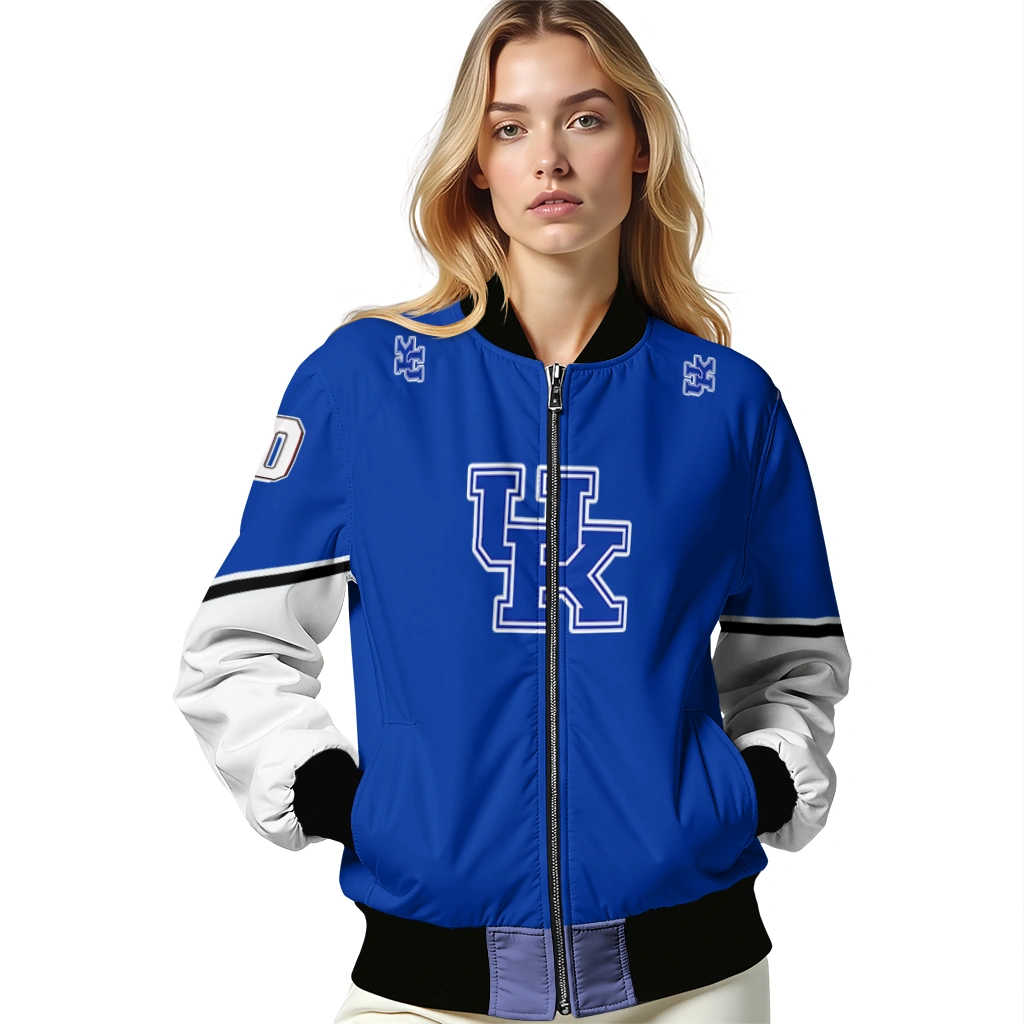 custom kentucky wildcats chevron style blue bomber jacket latest model custom kentucky wildcats chevron style blue bomber jacket latest model