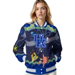 custom kentucky wildcats spongebob playtime blue varsity jacket best selling