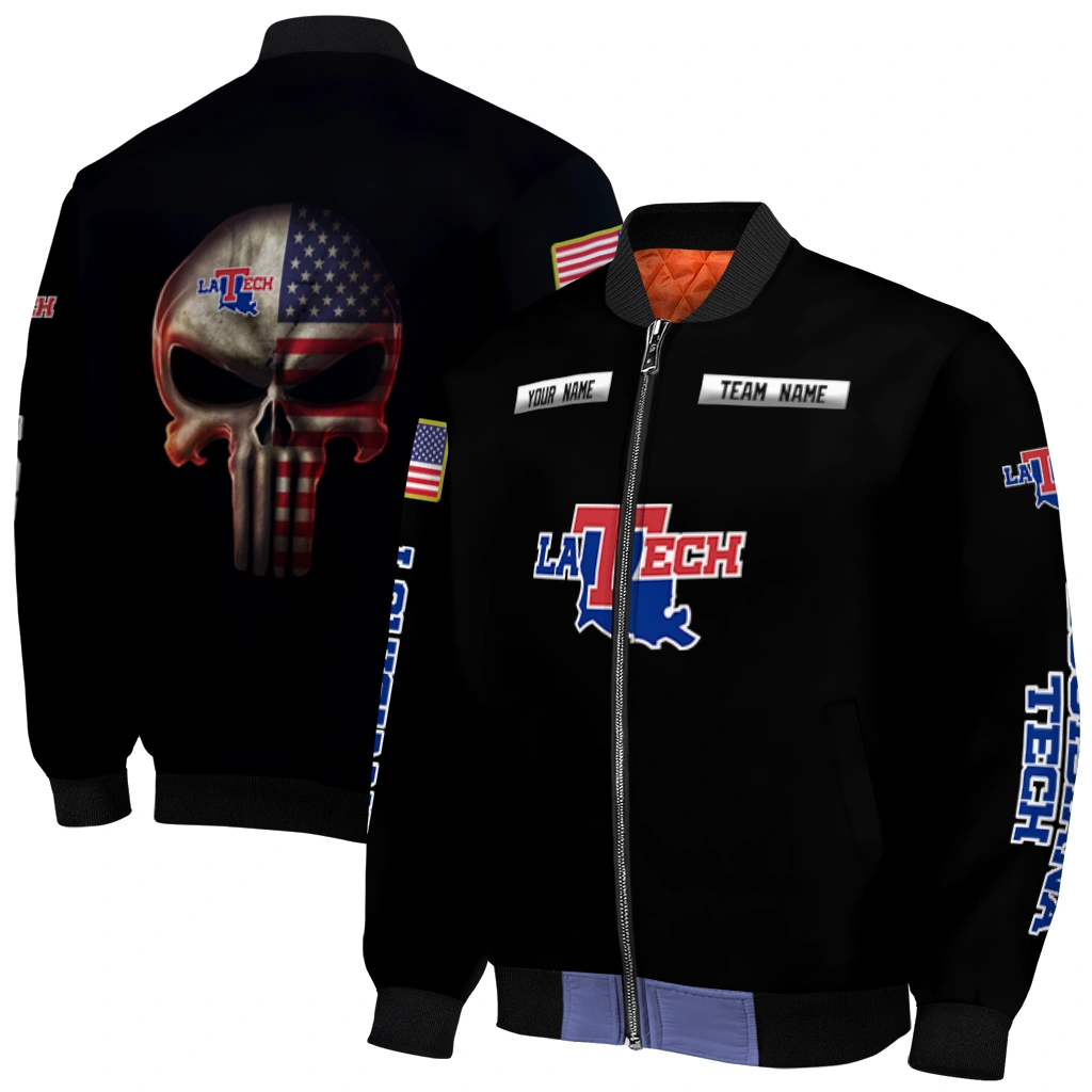 custom la tech american flag skull black bomber jacket best selling custom la tech american flag skull black bomber jacket best selling