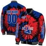 custom la tech burst splatter blue varsity jacket best selling