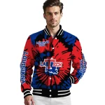 custom la tech burst splatter blue varsity jacket best selling