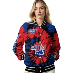 custom la tech burst splatter blue varsity jacket best selling