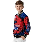 custom la tech burst splatter blue varsity jacket best selling