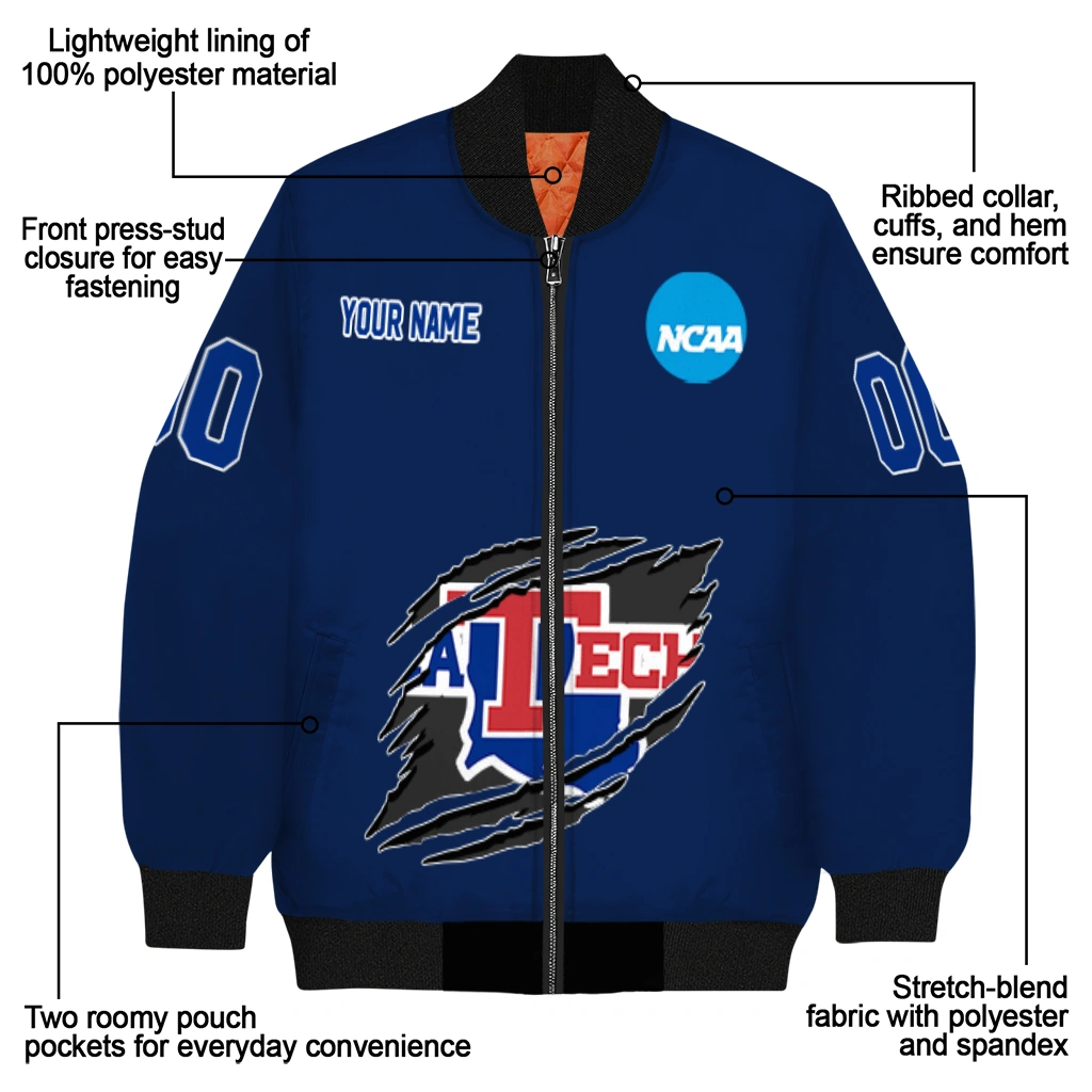 custom la tech claw mark blue bomber jacket new arrival custom la tech claw mark blue bomber jacket new arrival