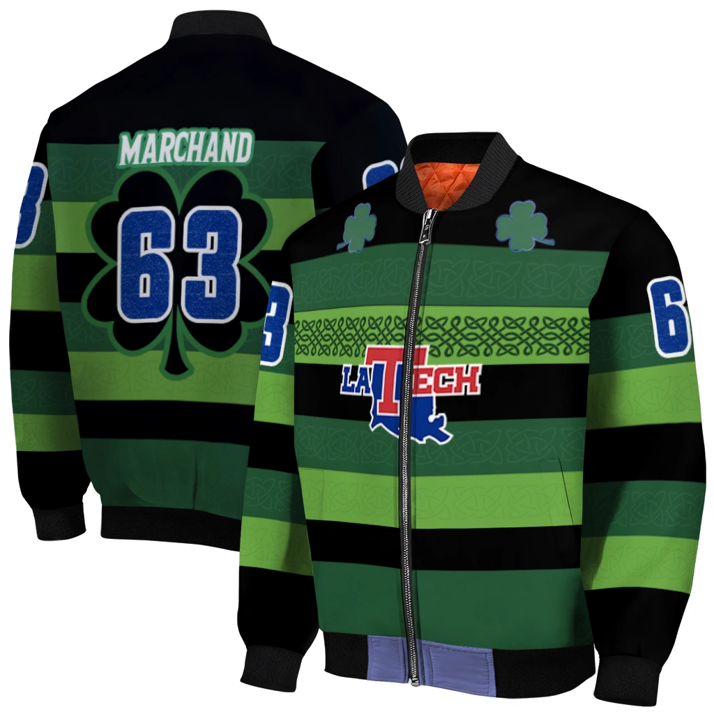 custom la tech clover green lines green black bomber jacket best selling custom la tech clover green lines green black bomber jacket best selling