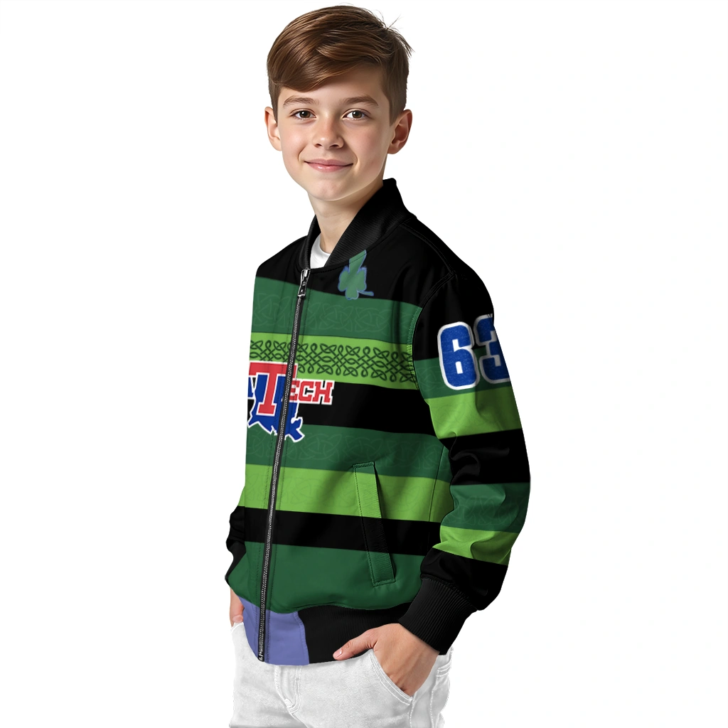 custom la tech clover green lines green black bomber jacket trendy custom la tech clover green lines green black bomber jacket trendy
