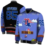 custom la tech mario blocks blue black varsity jacket best selling