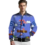 custom la tech mario blocks blue black varsity jacket best selling