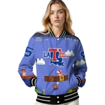 custom la tech mario blocks blue black varsity jacket best selling