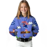 custom la tech mario blocks blue black varsity jacket best selling