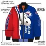 custom la tech snoopy head blue bomber jacket best selling