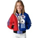 custom la tech snoopy head blue bomber jacket best selling