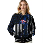 custom la tech star stripes blue black varsity jacket best selling