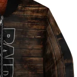 custom las vegas raiders flag wood brown bomber jacket best selling