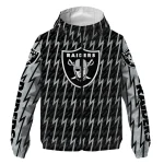 custom las vegas raiders lightning strike grid black windbreaker jacket best selling