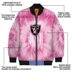 custom las vegas raiders pink tie dye pink bomber jacket best selling