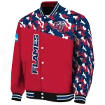 custom liberty flames camouflage splash red varsity jacket best selling