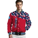 custom liberty flames camouflage splash red varsity jacket best selling