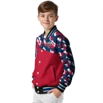 custom liberty flames camouflage splash red varsity jacket best selling