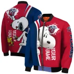 custom liberty flames snoopy head red bomber jacket best selling