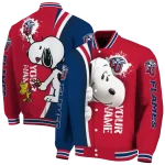 custom liberty flames snoopy head red varsity jacket best selling