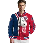 custom liberty flames snoopy head red varsity jacket best selling