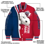 custom liberty flames snoopy head red varsity jacket best selling