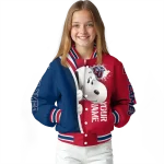 custom liberty flames snoopy head red varsity jacket best selling