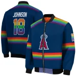 custom los angeles angels rainbow jersey number blue bomber jacket best selling