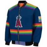 custom los angeles angels rainbow jersey number blue bomber jacket best selling