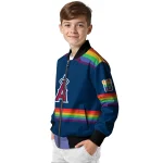 custom los angeles angels rainbow jersey number blue bomber jacket best selling