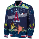 custom los angeles angels spongebob playtime blue varsity jacket best selling