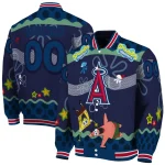 custom los angeles angels spongebob playtime blue varsity jacket best selling
