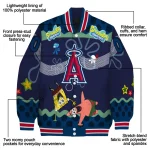 custom los angeles angels spongebob playtime blue varsity jacket best selling
