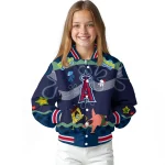custom los angeles angels spongebob playtime blue varsity jacket best selling