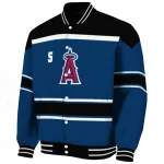 custom los angeles angels stripe statement blue black varsity jacket best selling