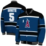 custom los angeles angels stripe statement blue black varsity jacket best selling