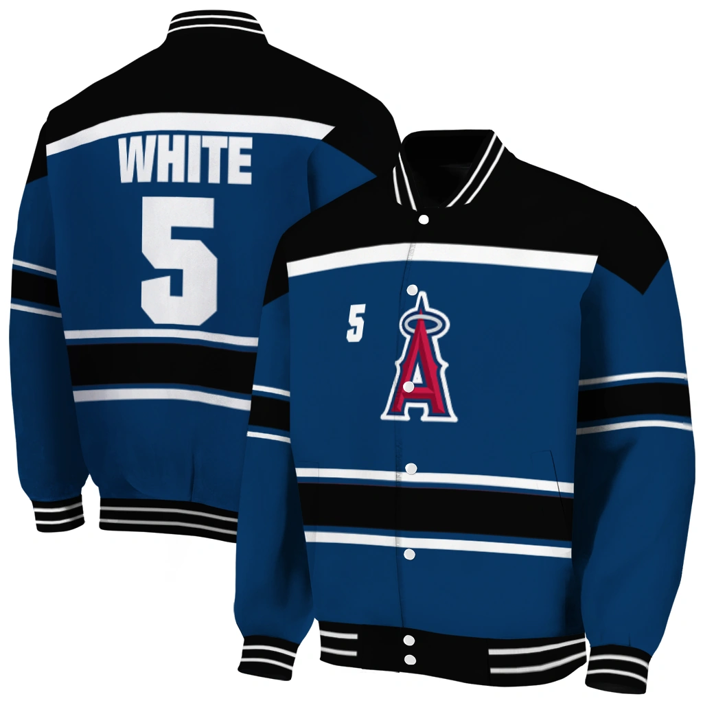 custom los angeles angels stripe statement blue black varsity jacket fashion forward custom los angeles angels stripe statement blue black varsity jacket fashion forward