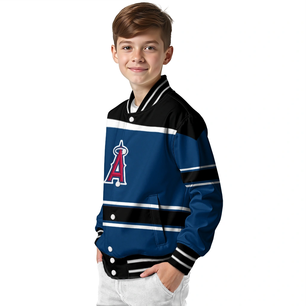 custom los angeles angels stripe statement blue black varsity jacket trendy custom los angeles angels stripe statement blue black varsity jacket trendy