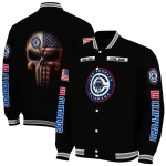 custom los angeles clippers american flag skull black varsity jacket best selling