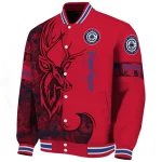 custom los angeles clippers tribal deer art red varsity jacket best selling