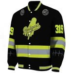 custom los angeles dodgers heartbeat accent black green varsity jacket best selling